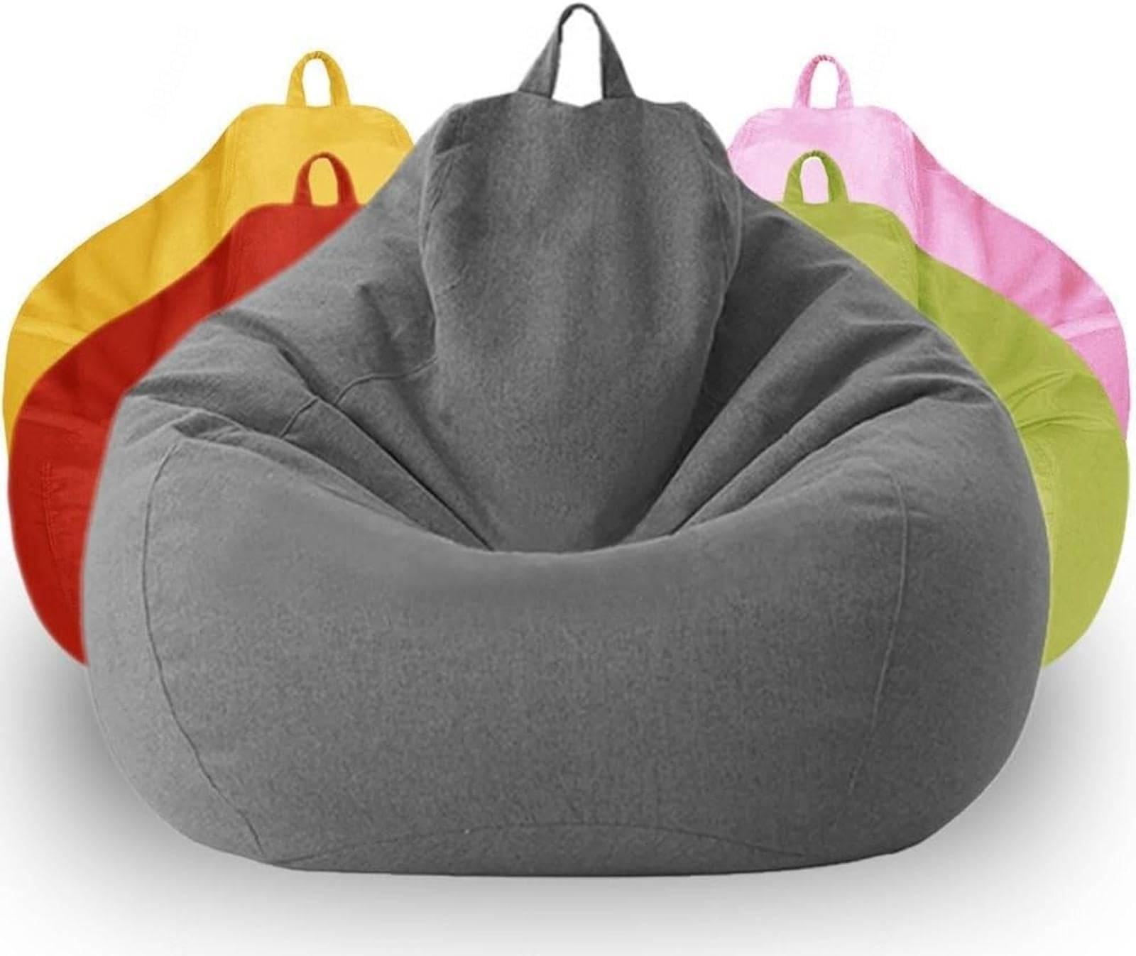 NIBHZ Bean Bag Cover Big Cotton Linen Lazy BeanBag Chair Sofa Covers Puff Relax Lounge Couch,gray-70X80cm