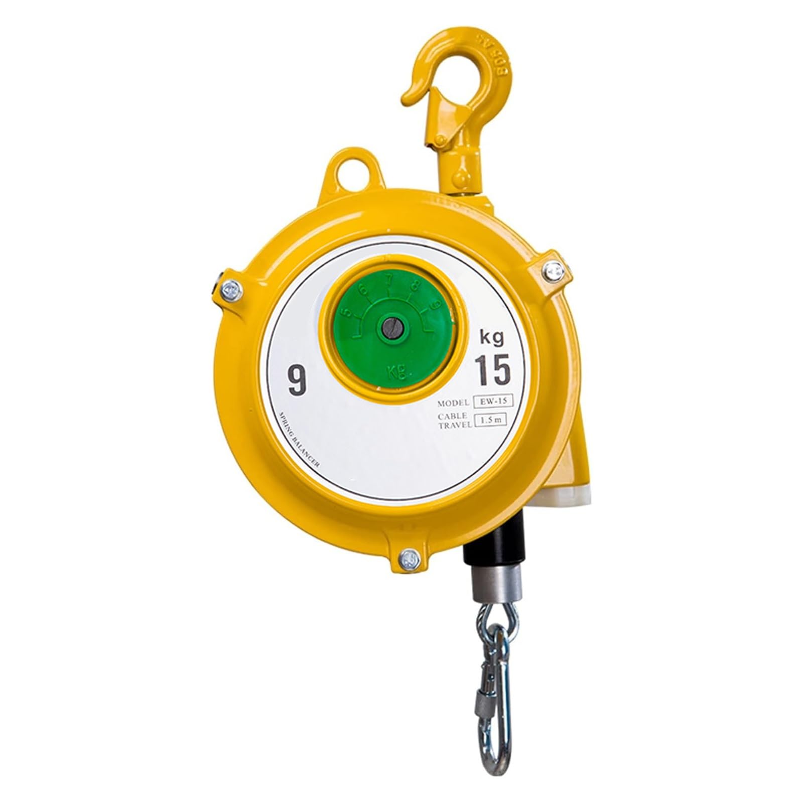 UZAMIRLEX Spring Balancer, Retractable Spring Balancer Yellow 1.5m Wire Rope Hook Load 1-70kg Workshop Automotive(Yellow 9-15 Kg)