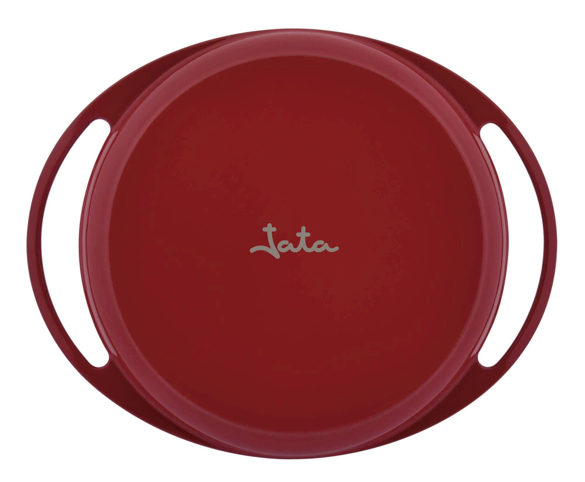 Jata GR25 - Piastra da griglia, griglia in ghisa, Superficie a Righe, Adatta a Tutti i Tipi di cucine Inclusa induzione, Adatta per Forno, Diametro 25 cm, Rosso