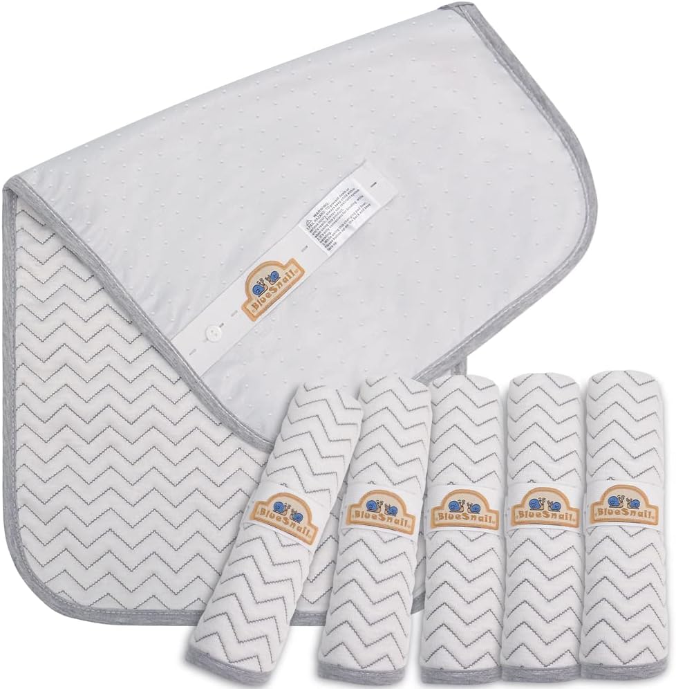 BlueSnail Ultra Soft and Absorbt Quilted Waterproof Changing Pad Liner 6pk (Gray+Gray)