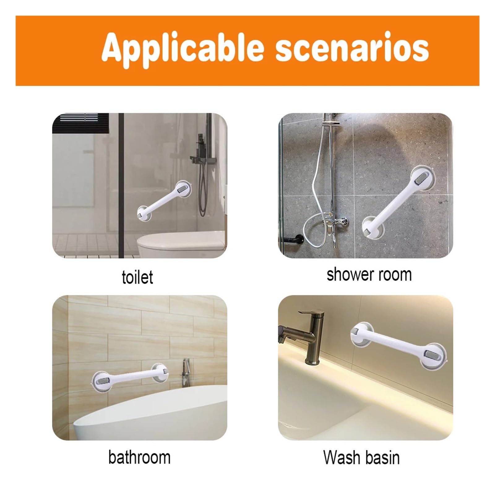 Barra de agarre con ventosa, pasamanos ducha resistentes y desmontables for personas mayores ancianos Apto para duchas y bañeras