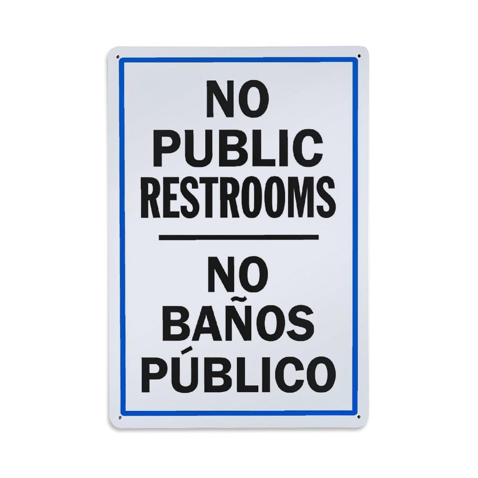Jdfenggu Vintage No Public Restrooms No Banos Publico Retro Metal Tin Sign, Decor Art Poster For Bar, Home, Man Cave, Kitchen, Laundry Room Gift 8X12inch
