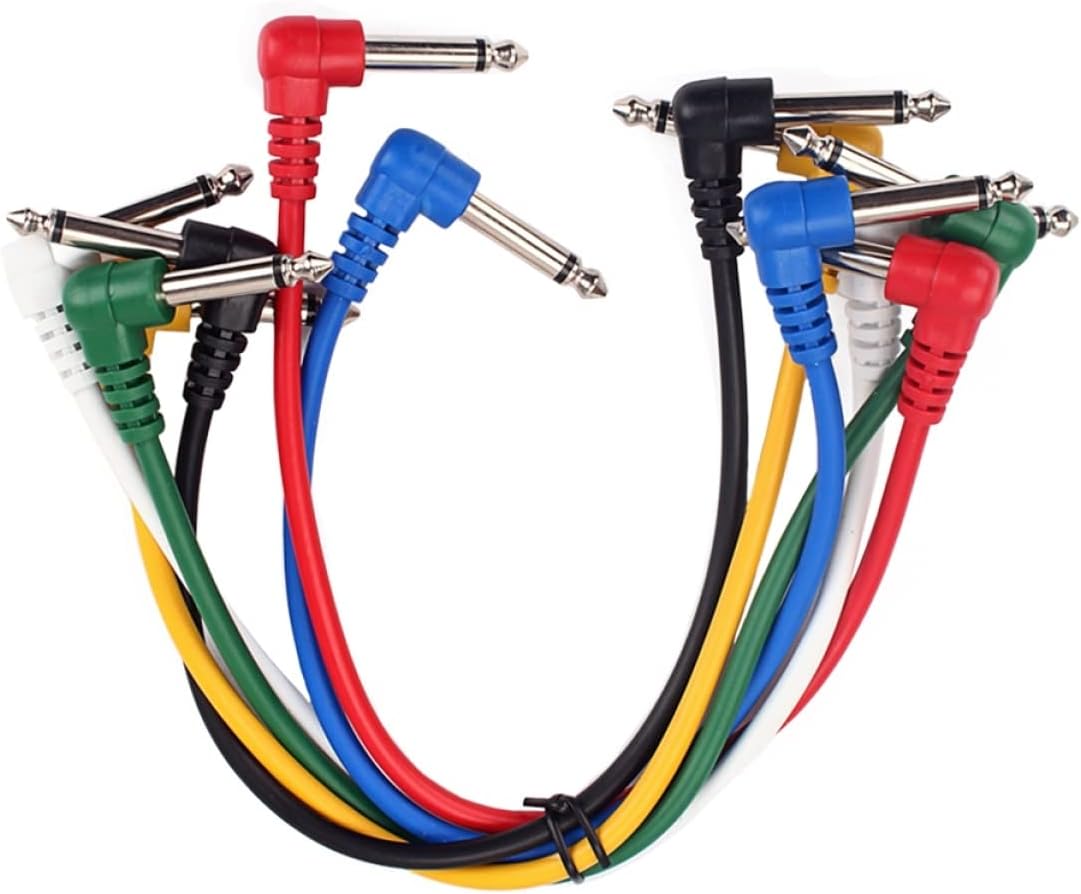 MILISTEN Pack of 6 Guitar Patch Cables Pedal Effect Audio Connector Leads with 6.35mm Right