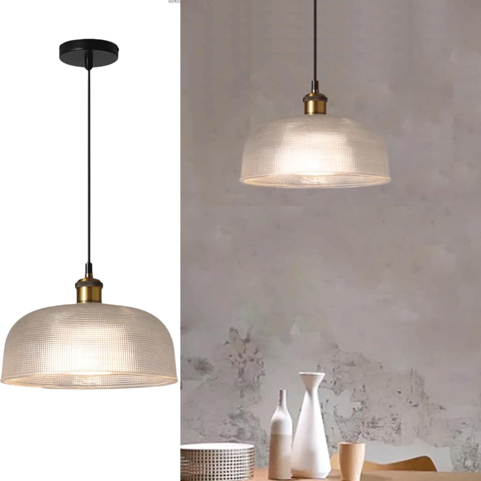 HYJAUSXB Modern Chandelier Vintage Stained Glass Pendant Light, Antique Bronze E27 Base, Height Adjustable Loft Bar Ceiling Hanging Light for Dining Room Kitchen and BedroomFrosted semicircle,27cm