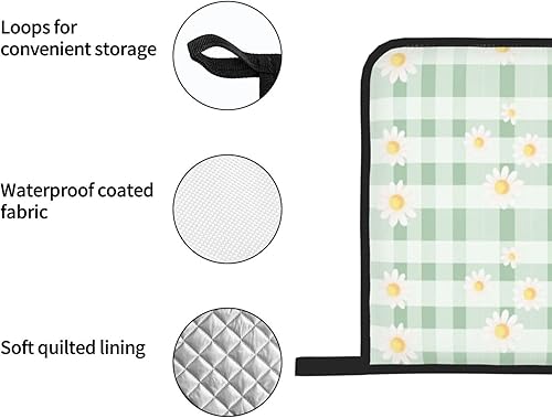 Miniatura 77 de Manoplas de horno y soportes para ollas, arte de mármol blanco y dorado, juego de 4 guantes de cocina resistentes al calor, antideslizantes