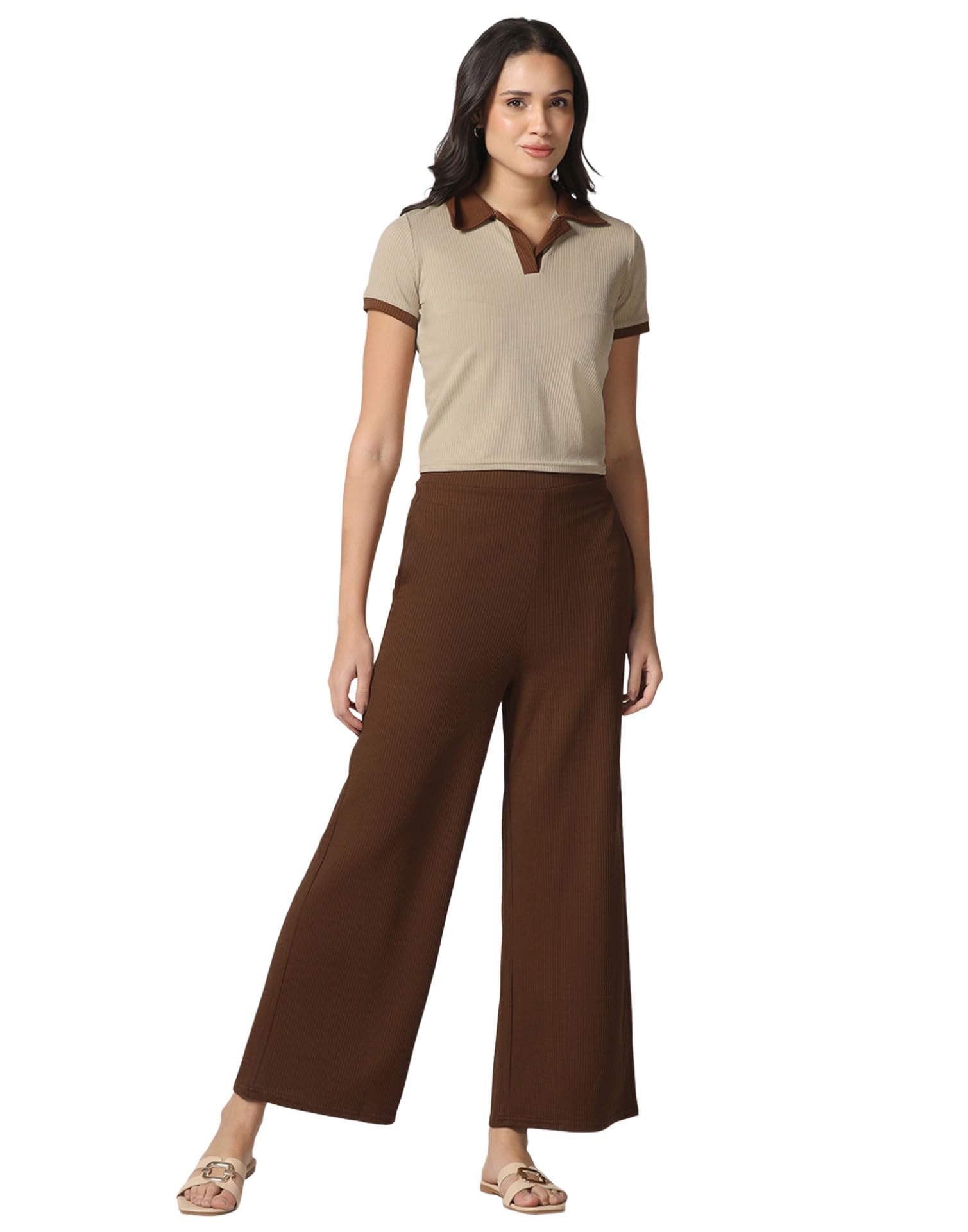selvia SIRIL Women's Ribbed Lycra Top and Trouser Pant Set, Co ord Set for Women Stylish-picture-4