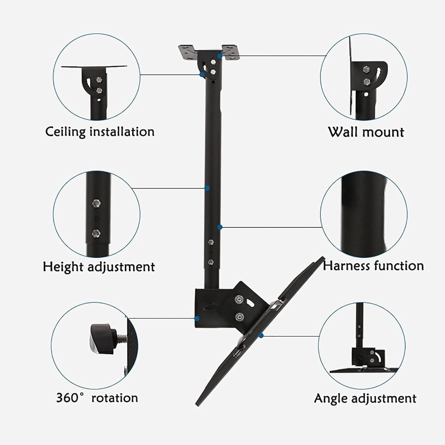 Soporte de Montaje para TV Soporte de Pared para TV Soporte de Techo Soporte de Montaje para TV, Soporte de TV Giratorio, inclinable y abatible