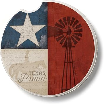 Thirstystone Texas Proud Single Absorbent Stone Coaster for Vehicle Cup Holder 2.6 Diameter Manufactured in The USA