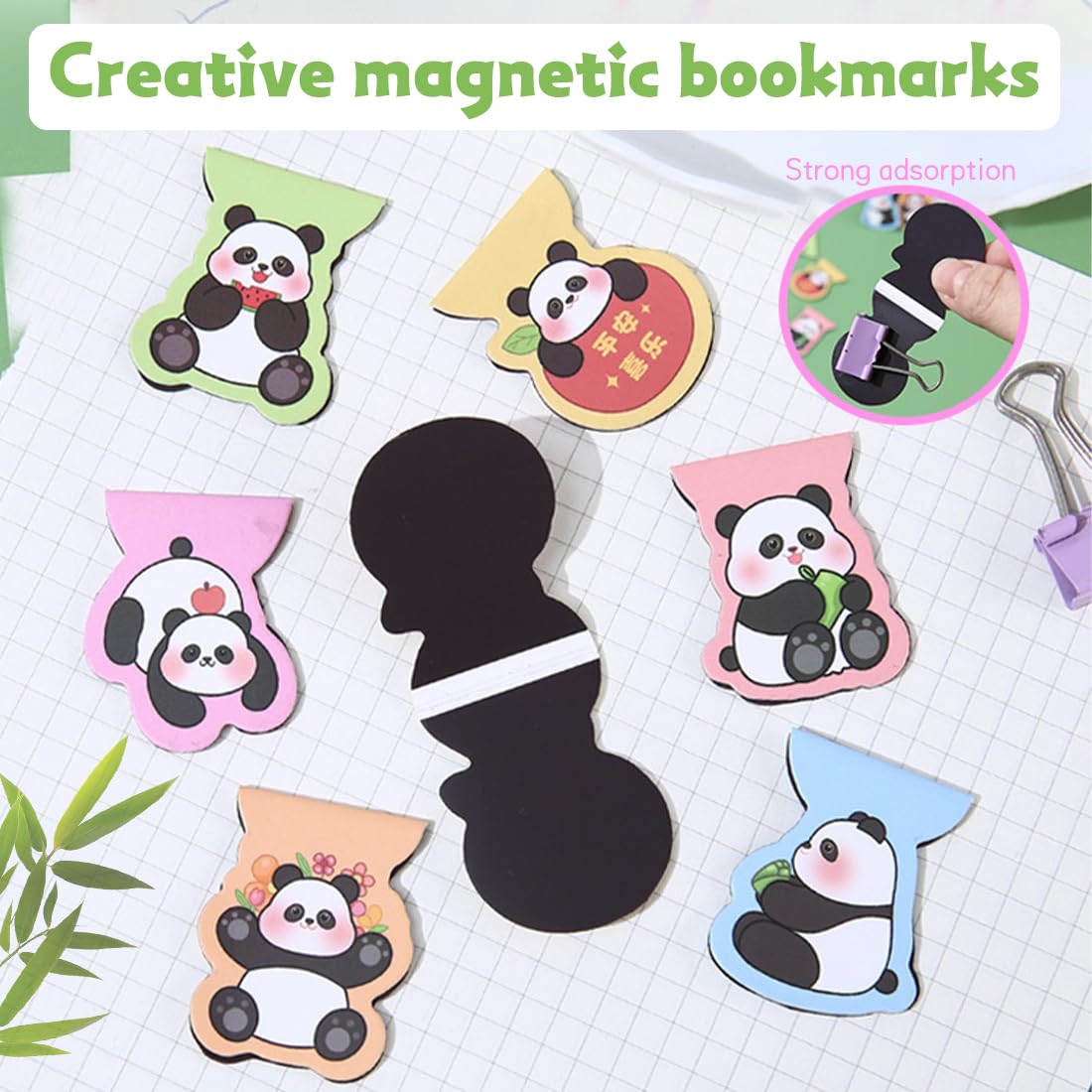 9 sztuk magnetycznych zakładek do książek, urocze magnetyczne zakładki pandy, dla studentów, chłopców, dziewcząt, miłośników książek, miłośników czytania, akcesoria do czytania