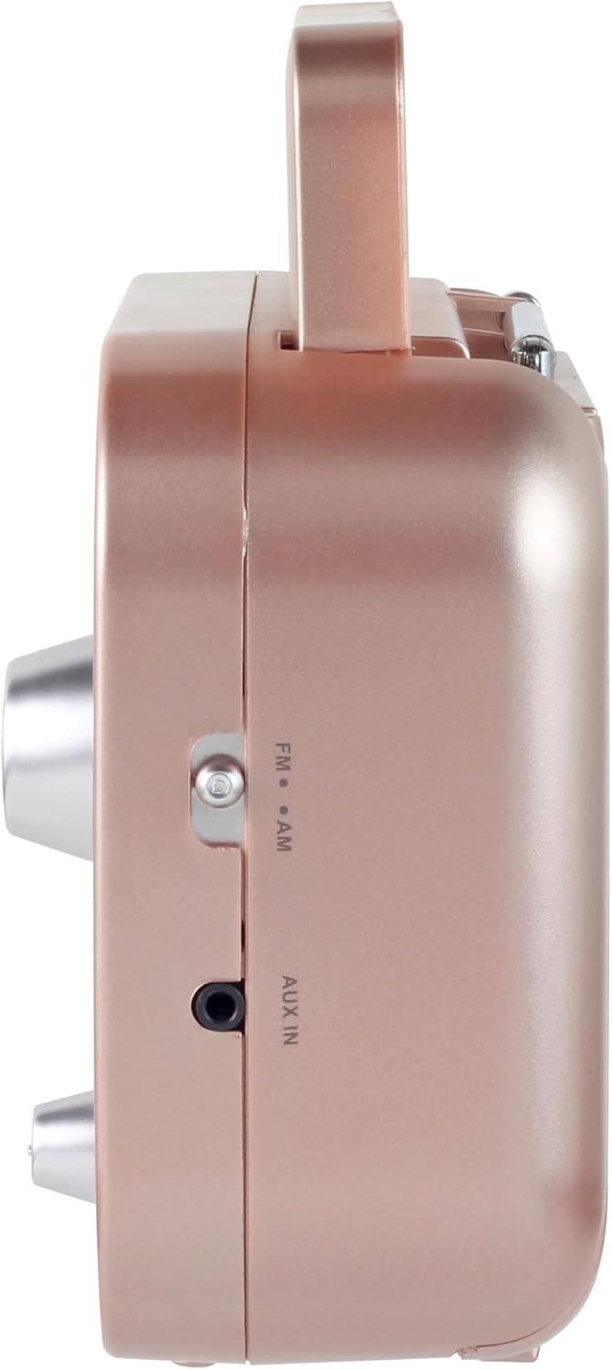 Studebaker SB2000RG Retro Classic Portable AM/FM Radio with Aux Input (Rose Gold)