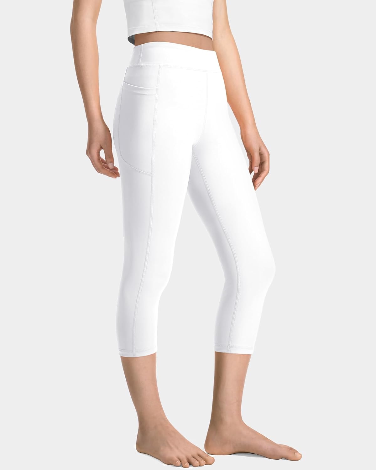 JOCMIC Girls Capri Leggings High Waisted Athletic Leggings with Pockets for Kids Dance Gymnastics Running - Image 3