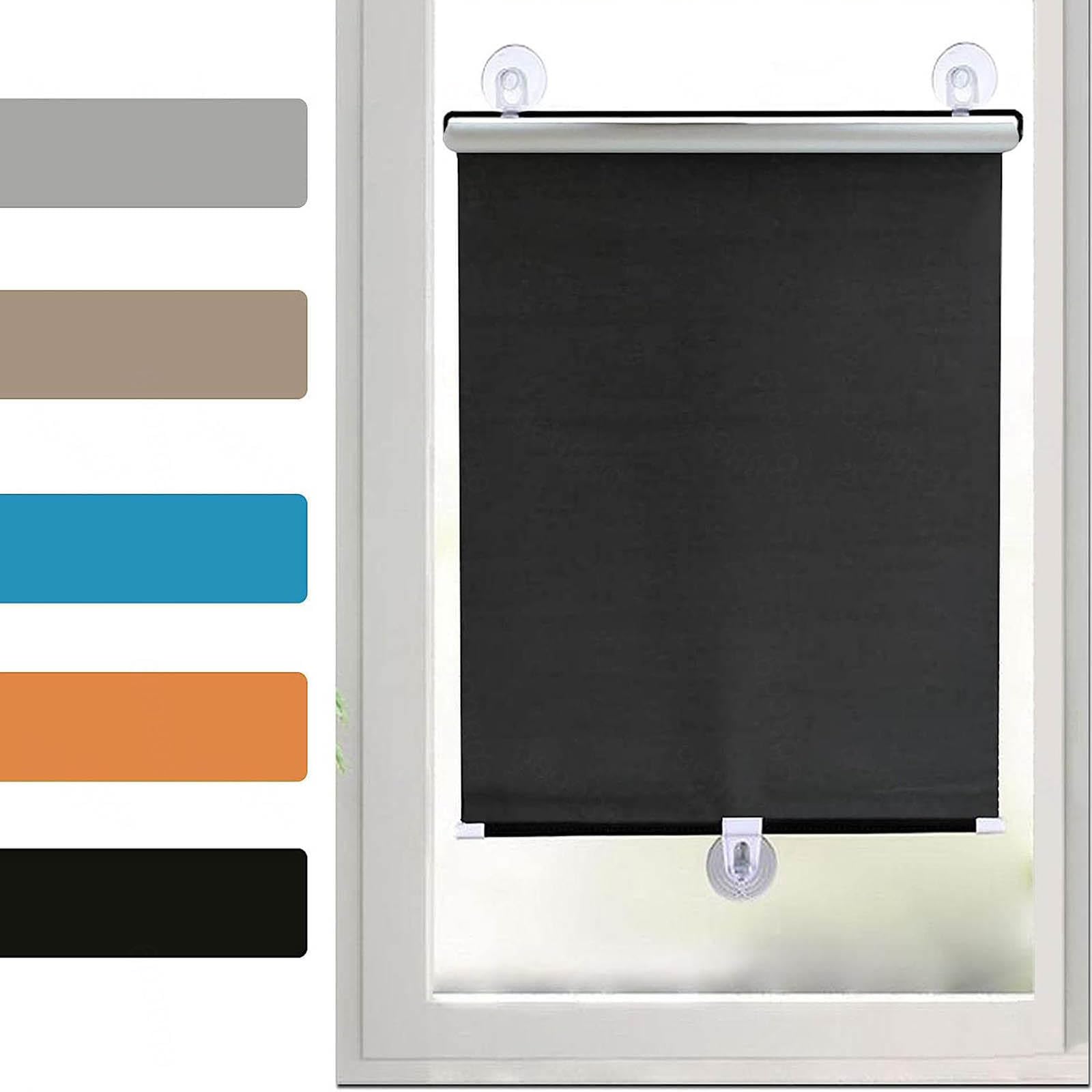 Tzyyao Black Temporary Out Roller Curtain,Suction Cup Window Shade,Retractable Sunshade Roller Blinds,Grey 12 Sizes,No Drilling,Indoor Out Roller Blinds,-40×125Cm(15.7 * 49.2In)