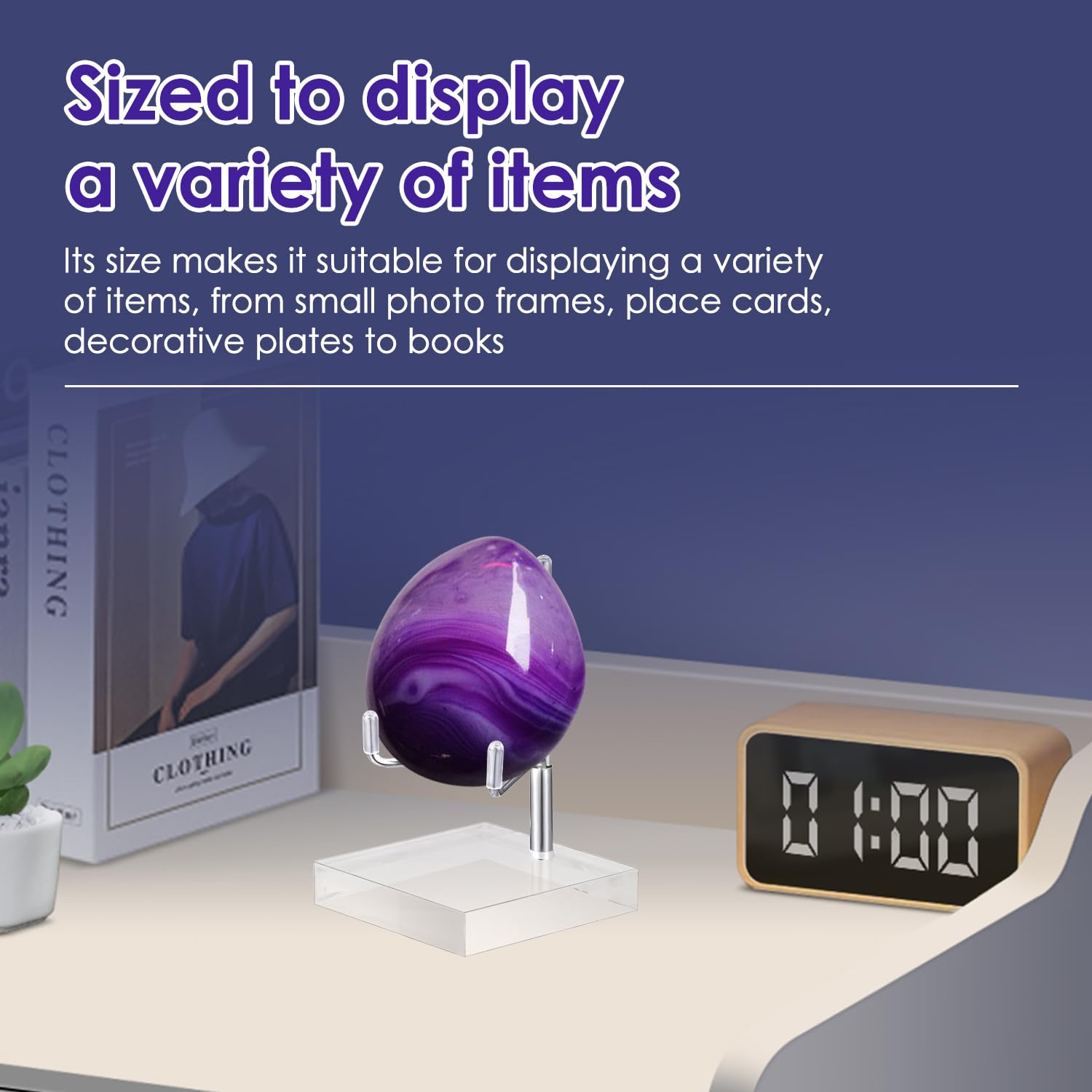 Hapivida Adjustable Silver Metal Arm Display Stand Easel, 8Pcs Clear