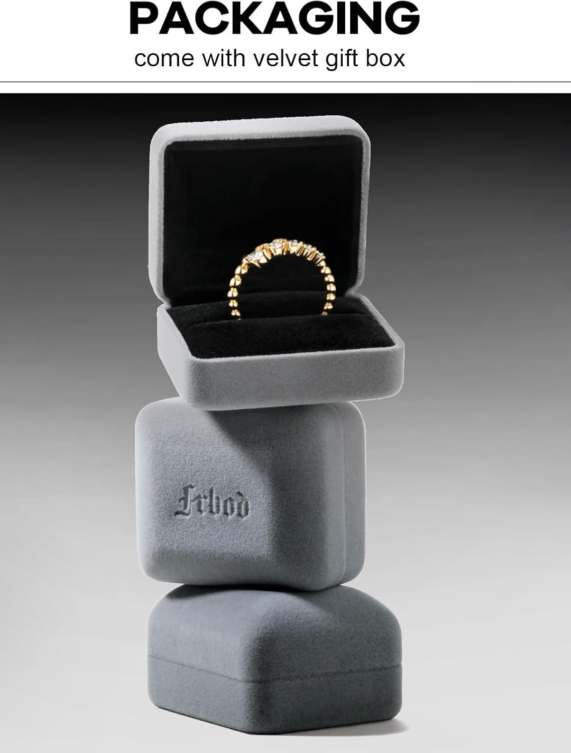 D Color VVS1 Clarity Moissanite Beaded Open Ring for Women, Solid 925 Sterling Silver with Gold Plated, Aniversary Christmas Valentines Jewelry, Size 5-11 - Image 6