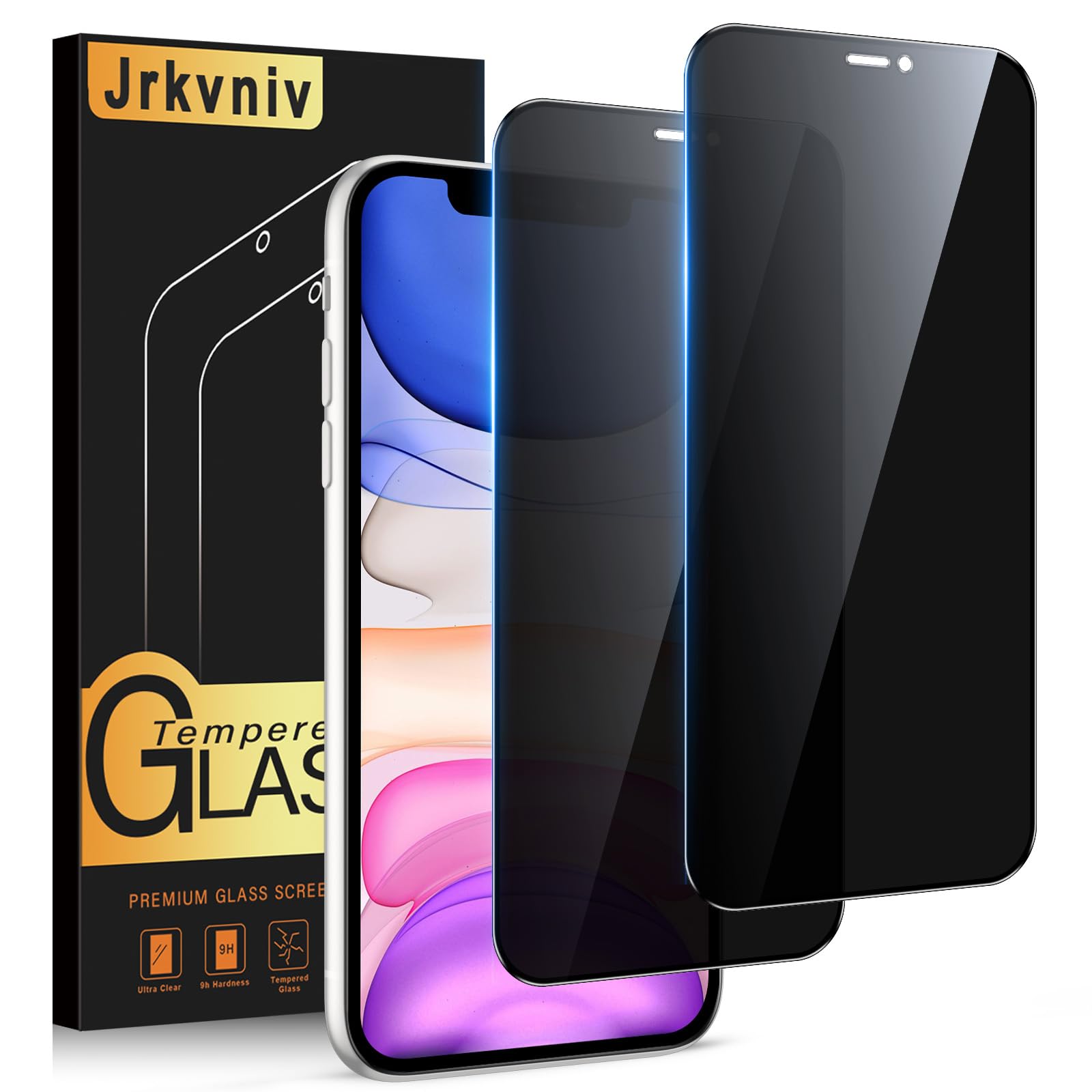 Protector Pantalla de Privacidad para iPhone 11/iPhone XR Cristal Templado Antiespia Protectora Vidrio Película Dureza 9H Antiarañazos Sin Burbujas Privacy Screen Protection,2 Piezas