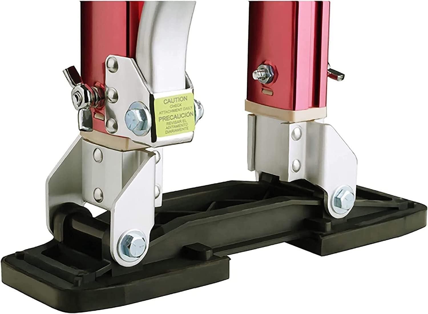 18"-30" Adjustable Red Drywall Stilts, Lightweight Aluminum Alloy, Anti-Slip Heel Bracket for Painting, Taping, and Decorating