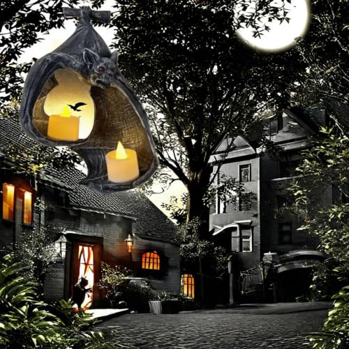 Candelabro doble de murciélago para ambientar balcones y cenas góticas 3