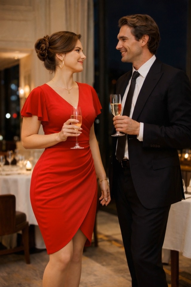 Amazon.com: Machic Womens Black Dress Ruffle Sleeve V Neck Wrap