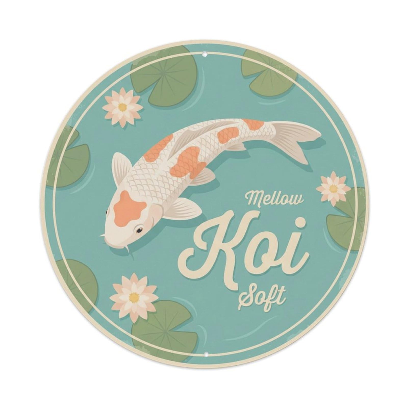 Xanthor Style Koi Fish Mellow Soft Gentle Waters Metal Tin Sign