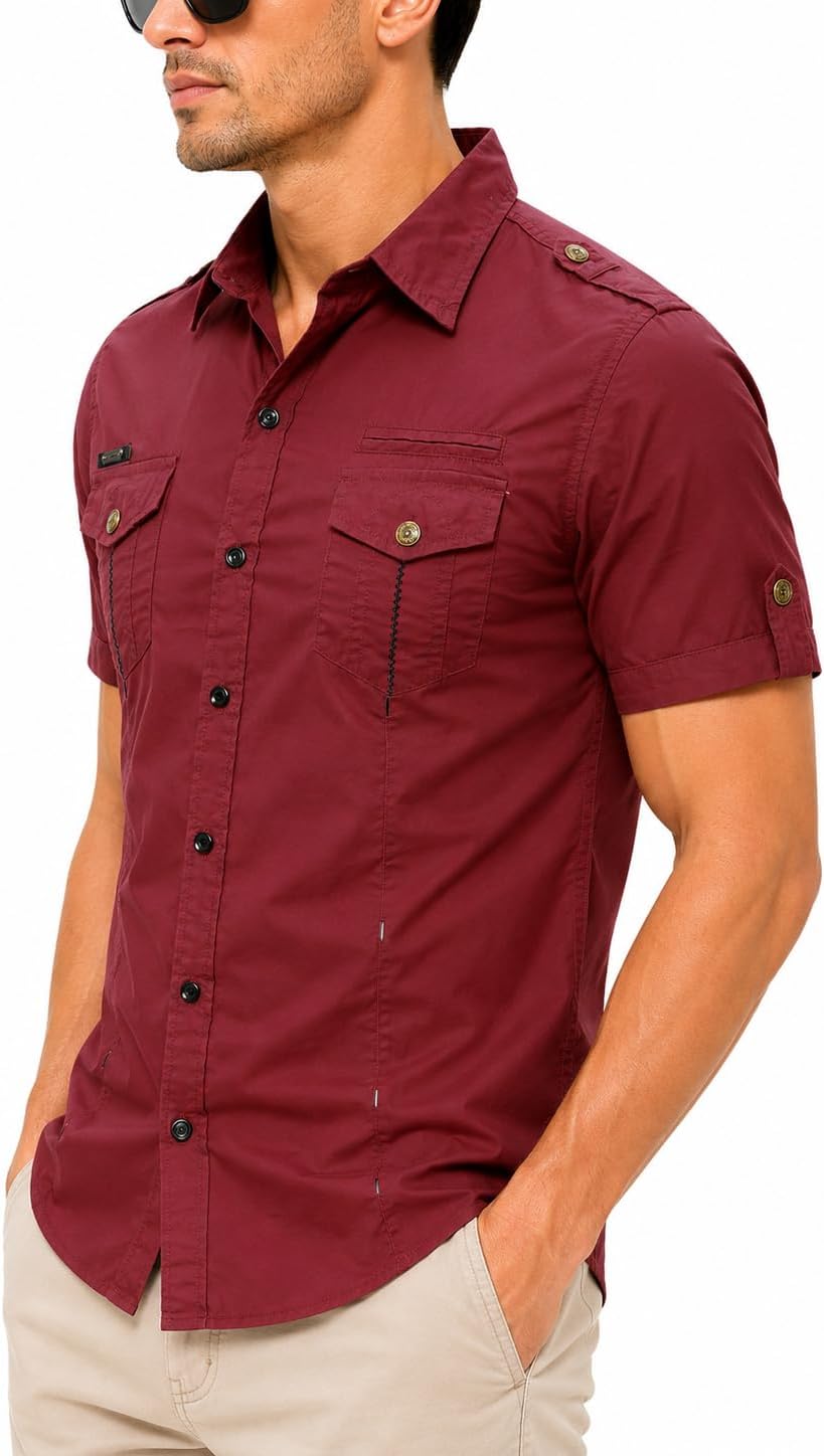 FREDD MARSHALL Men's Short Sleeve Regular-Fit Work Shirt