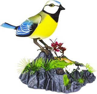 Chirping Bird Parrot Motion Sensor Christmas Ornament Real Singing Sounds Movement Battery Operated with Pen Holder Beautiful , Color May Vary