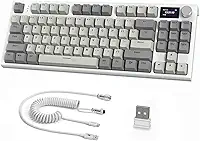 Teclado mecânico sem fio RK86 RGB 75% com junta, modo triplo, teclado para jogos hot swap, bateria de 4000 mAH com botão e tela OLED HD de 1,2'', interruptores lineares personalizados