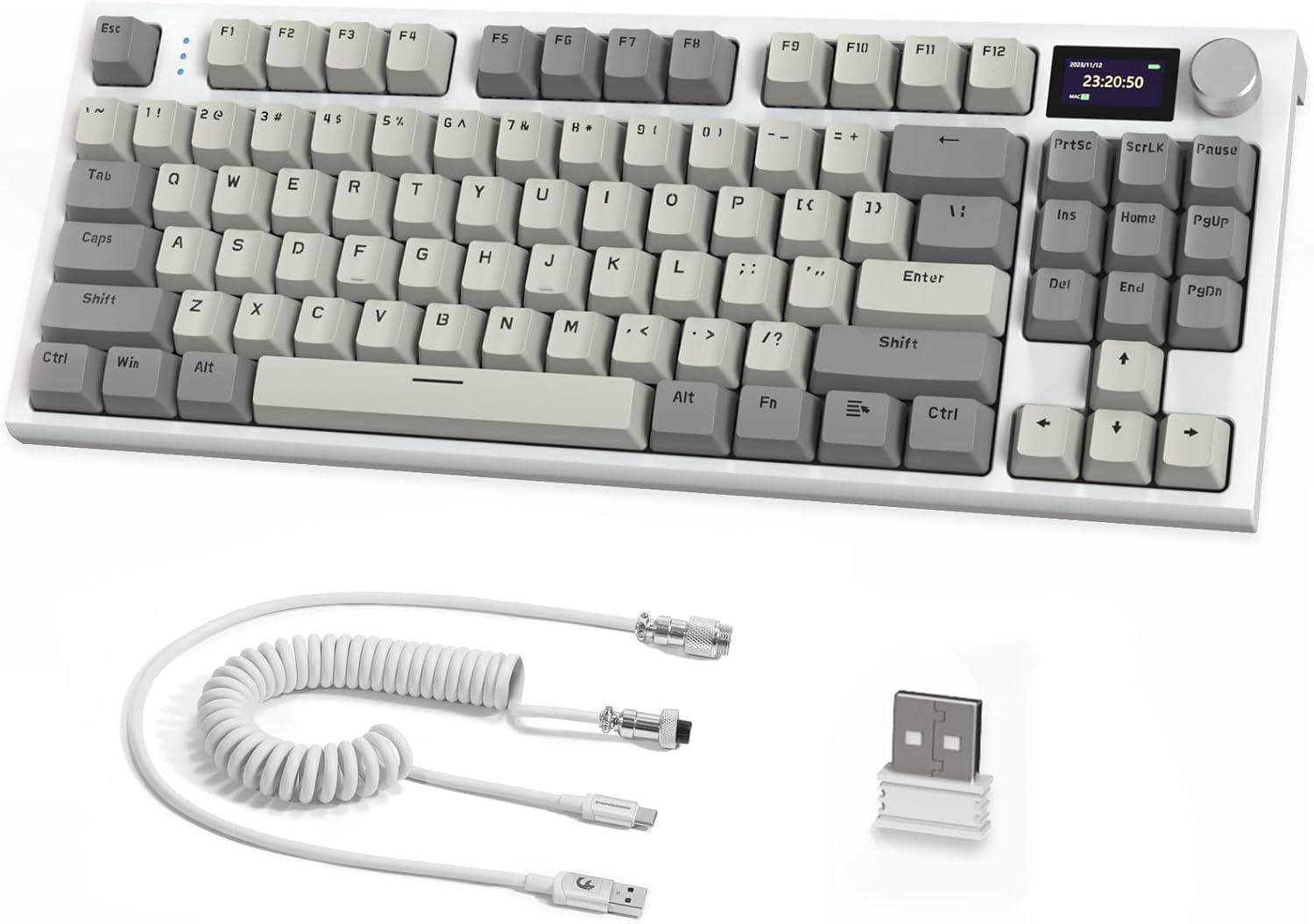 RK86 RGB 75% Wireless Gasket Mechanical Keyboard,Triple Mode Bluetooth5.0/2.4G/USB-C 82 Keys Hot Swappable Gaming Keyboard 4000 mAH Battery w/Knob & 1.2'' HD OLED Display,Custom Linear Switches