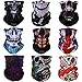GraceMe 8PCS 9PCS Multifunction Magic Motorcycle Outdoor Sport Seamless Colorful Tube Half Face Mask Wrap Headband Scarf (Skull Series-9PCS)