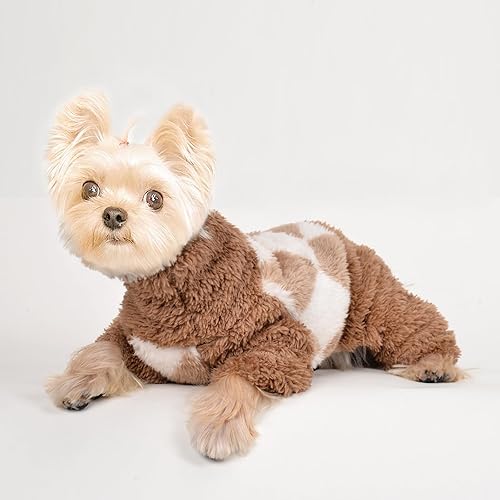 Miniatura 3 de Pijamas de primavera para perros, suéteres para perros pequeños, ropa de chihuahua, ropa ligera de forro polar para mascotas, ropa de gato, XS, beige