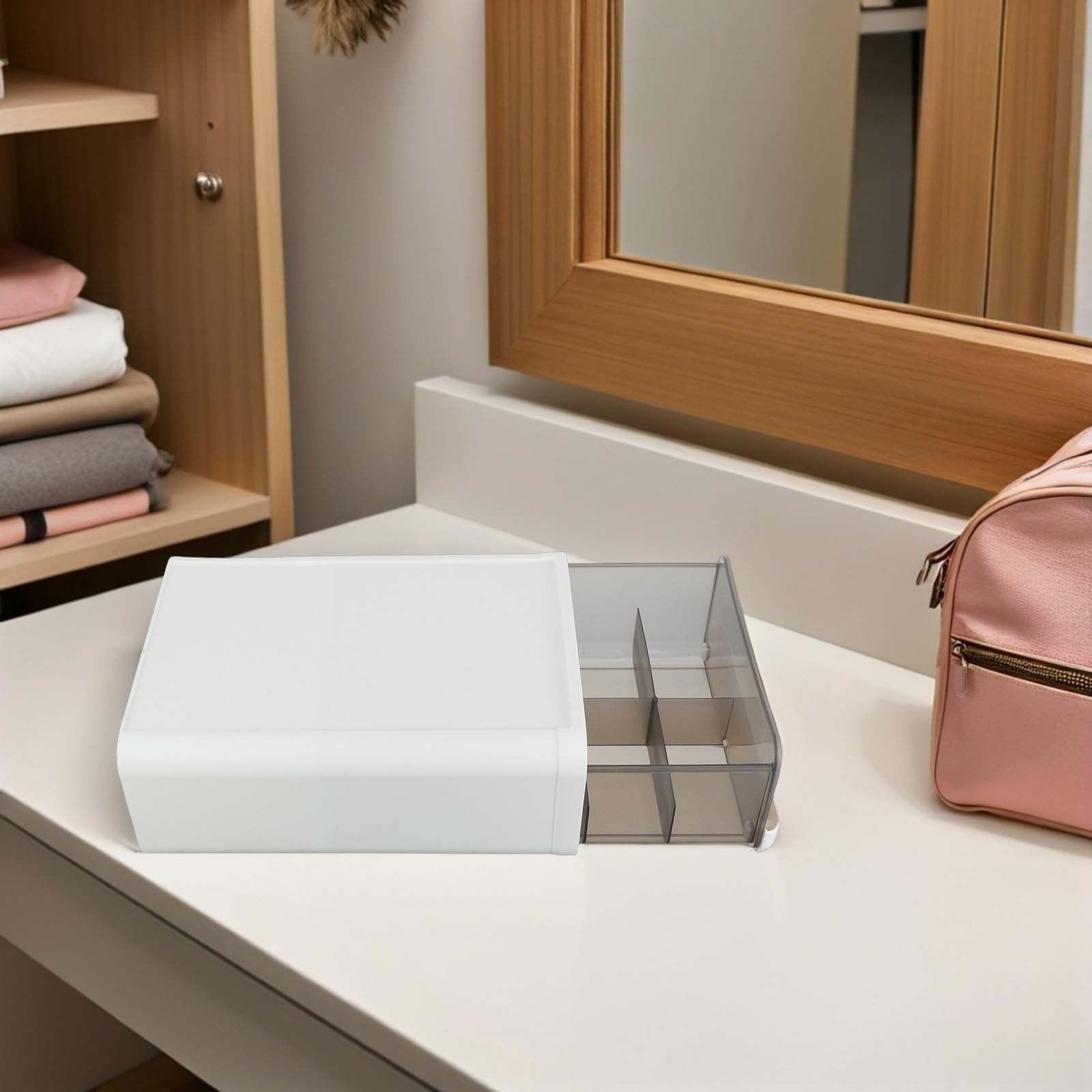 Beavorty Organizzatore per Cassetti 10 Scomparti in Plastica Contenitore per Biancheria Intima e Calzini Divisori Rigidi Salvaspazio per Armadio e Sottoletto per Camera da Letto e