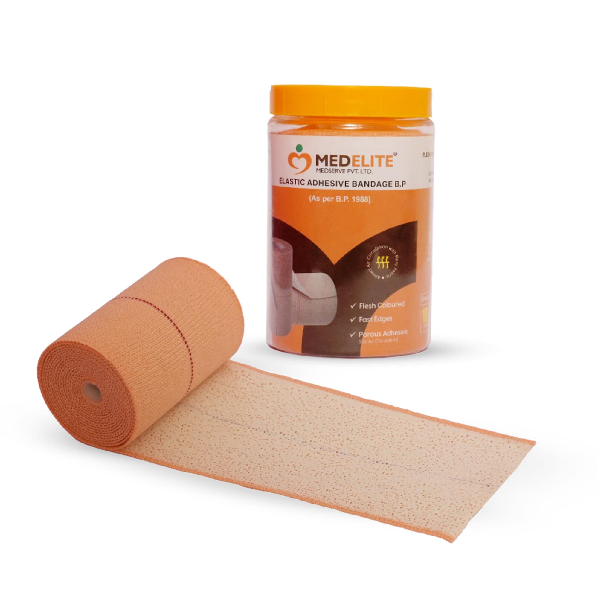 Elastic Adhesive Bandage 10cm x 4/6m (Stretched 4/6M), Crepe Bandage - for Gentle Support and Comfort (Pack of 1) (1)