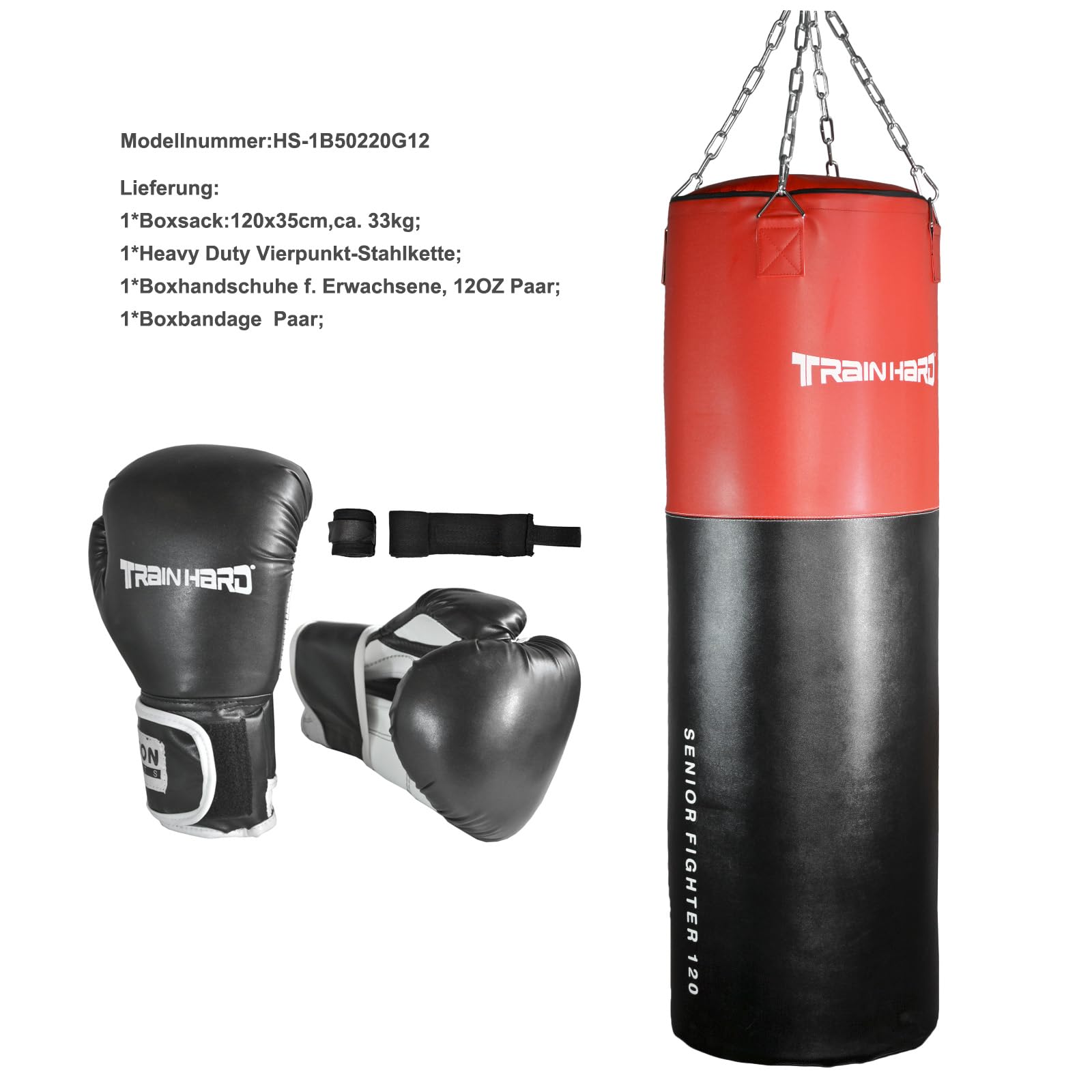 Hansson Sports® Boxset Boxsack 80/100/120cm lang Boxhandschuhe Bandage