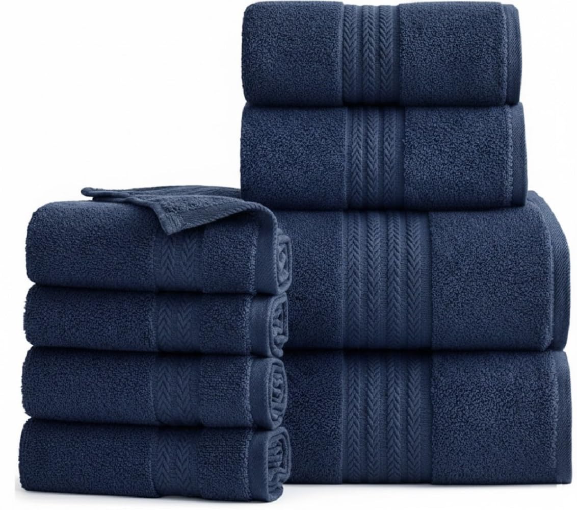 WovenWonder Luxury 800 GSM Egyptian Cotton Bathroom Towels - Heavyweight & Super Soft Hotel Quality Face Cloths, Hand Towels, Bath Towels, Jumbo Bath Sheets and Towel Sets (Navy Blue, 2x Bath Sheet) โ image 1