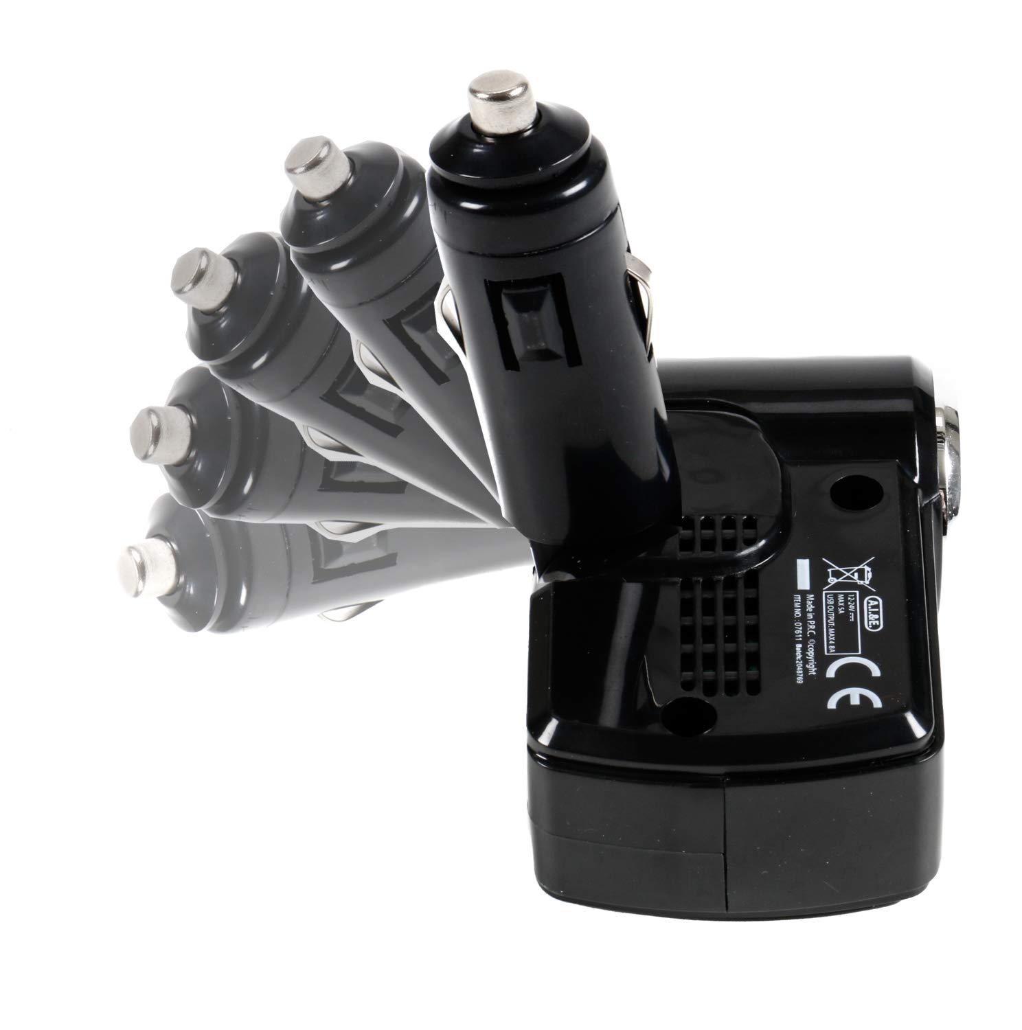 All Ride Gniazdo wtykowe z 2 portami USB, adapter gniazda zapalniczki samochodowej, wskaźnik LED statusu ładowania, przegub 90°, 12 24 V, maks. 5 A, do samochodu, ciężarówki, przyczepy kempingowej