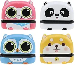 Carimbo de nome personalizado, nome personalizado para roupas de estudante de bebê capítulo dos desenhos animados selo infantil bonito para crianças, carimbo de lavagem à prova d'água não desbotado 4 estilos de animais (4 Pacote)