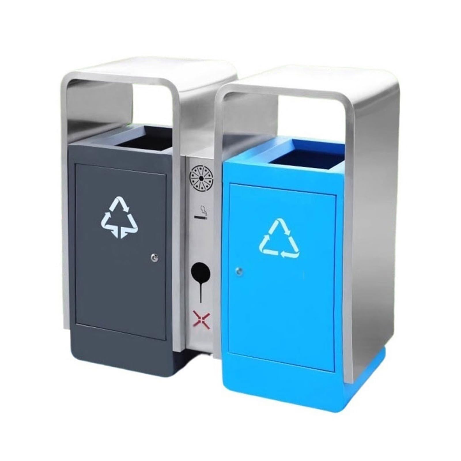 Papelera de Reciclaje Caja Doble de Cubo de Basura de Acero esmaltado al Horno for área pública