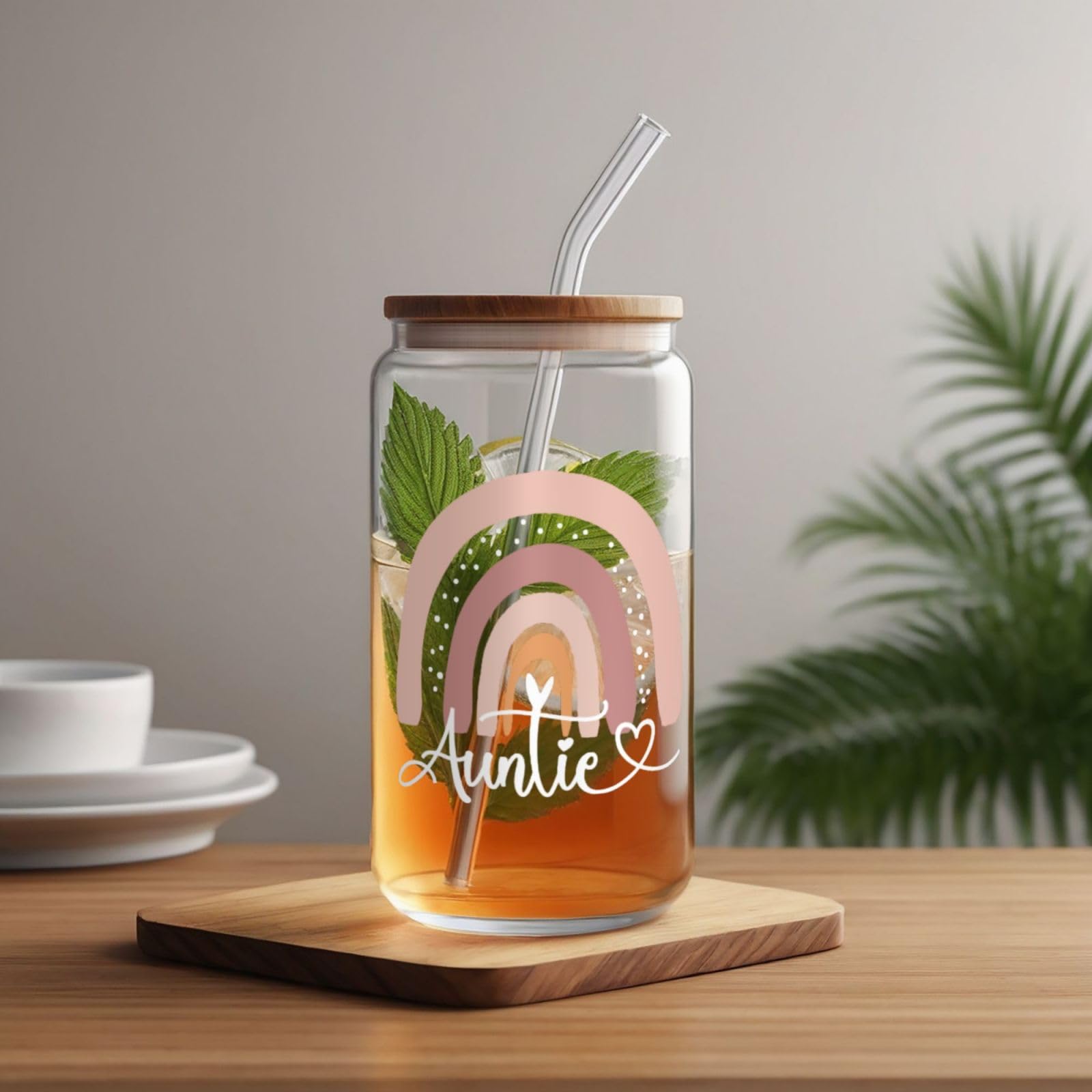 Auntie Glass Cups with Lids - Gifts for Mom! -8