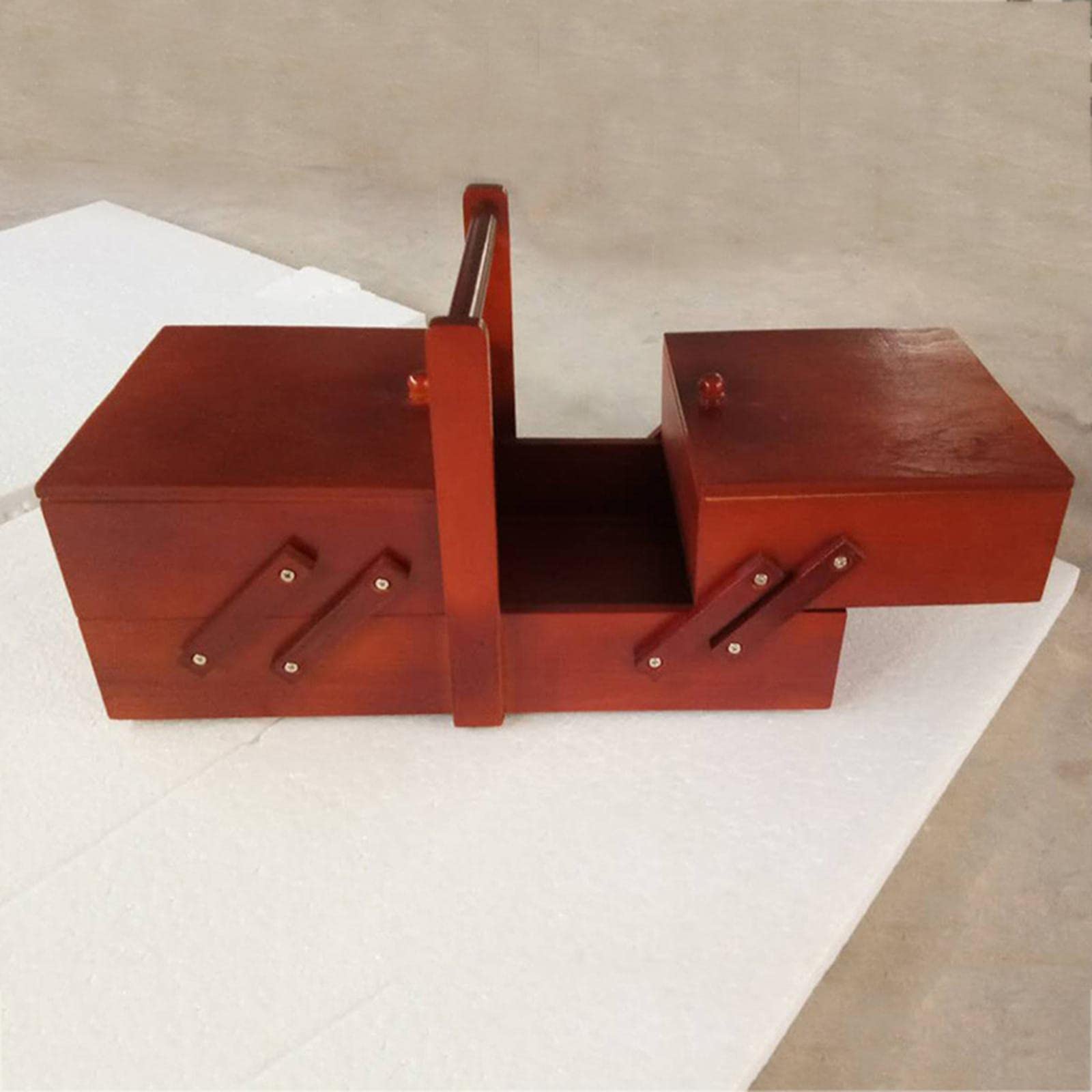 misppro Kit de costura de madera para adultos, principiantes, kits de costura, accesorios para el hogar, cesta de costura, kit de reparación de costuras, compartimentos, Boxex para mujeres y hombres,