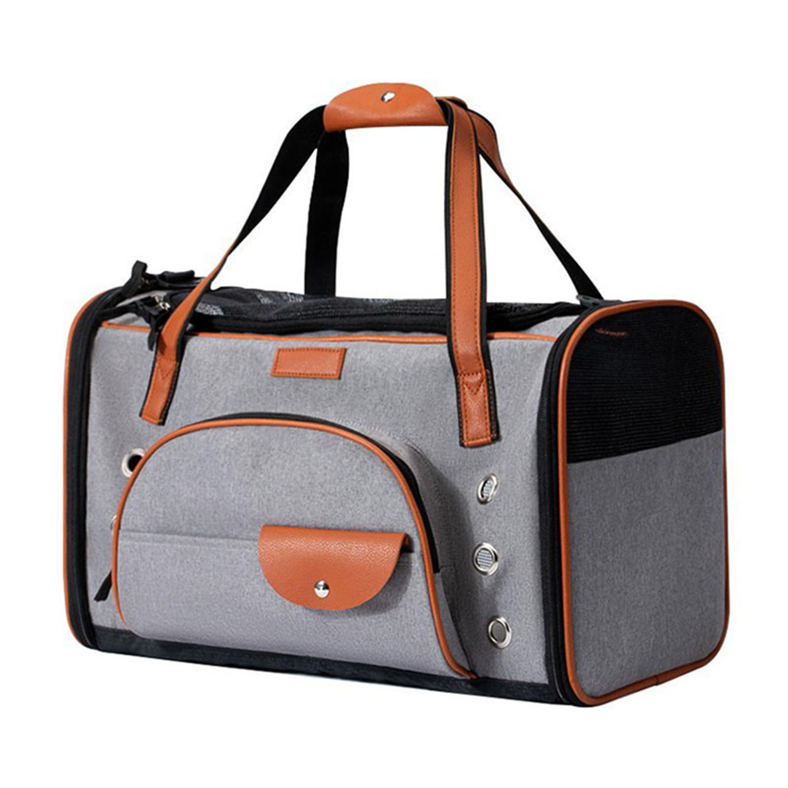 Transportin Gato Perro Pequeño, Bolsa Transporte Mascotas Transportin Gato Plegable Transpirable Duradera Bolsa de Transporte para Cachorros y Gatitos, Viaje (44x25x28CM,Gris)