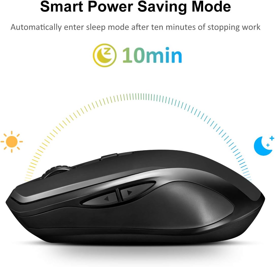 Yantop Wireless Mouse illustrating automatic sleep mode after 10 minutes of inactivity