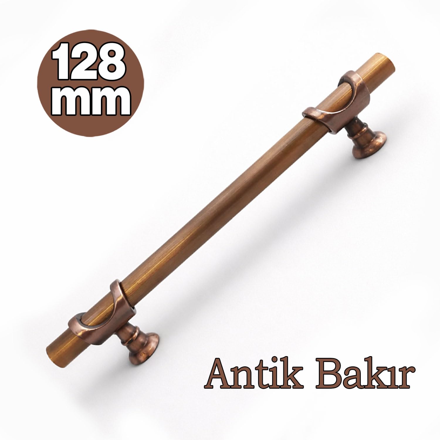 ARSİN Soft Parlak Antik Bakır Çekmece Kulp 128 mm Modern Dolap Gardırop Vestiyer Mutfak Kapak Kulbu