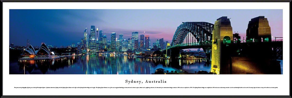 Sydney, Australia at Twilight - Blakeway Panoramas Skyline Posters with Select Frame
