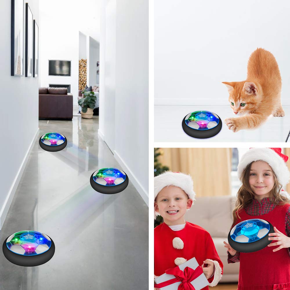 Baztoy Pallone Calcio Fluttuante, Giocattoli Bambini Palla Ricaricabile da Casa con Luci LED Hover Soccer Ball Interno Compleanno Natale Regali per Ragazzi Ragazze Giochi Bimbi