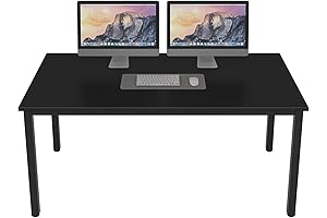DlandHome Black Wood Desk: Spacious and Sturdy Home Office Essential