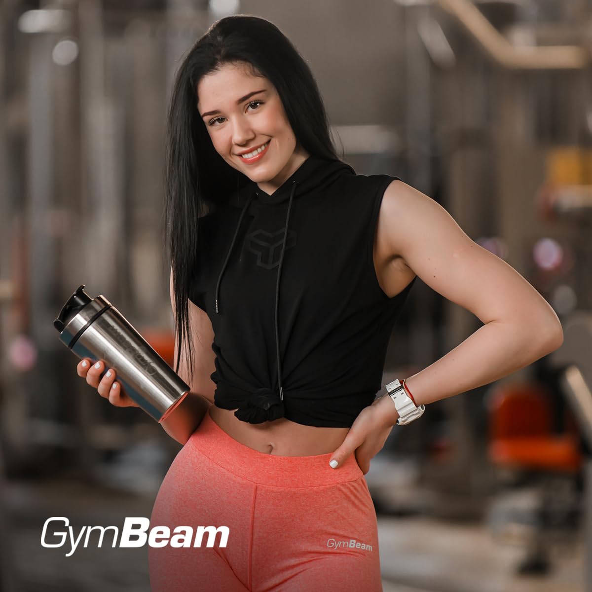 GymBeam Shaker Steel, Agitatore in Metallo, Shaker per Bevande Proteiche in Acciaio Inox, Leggero e Resistente da 750 ml, Non Trattiene Odori Sgradevoli, Ideale per Miscelare Integratori Alimentari