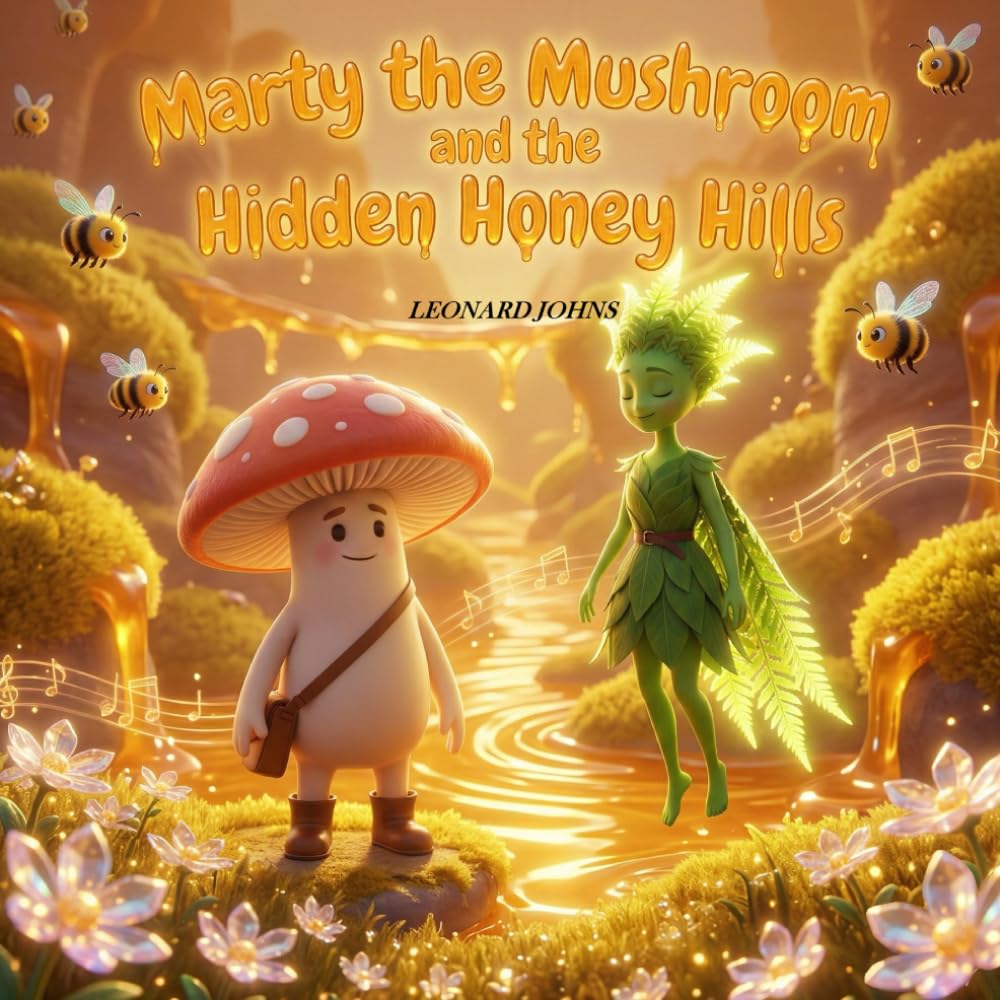 Marty the Mushroom and the Hidden Honey Hills: A Golden Tale of Bravery and Teamwork: An Illustrated Fantasy Adventure for Kids with Puzzles and ... Ages 4-8 (Marty the Mushroom Series of Books)