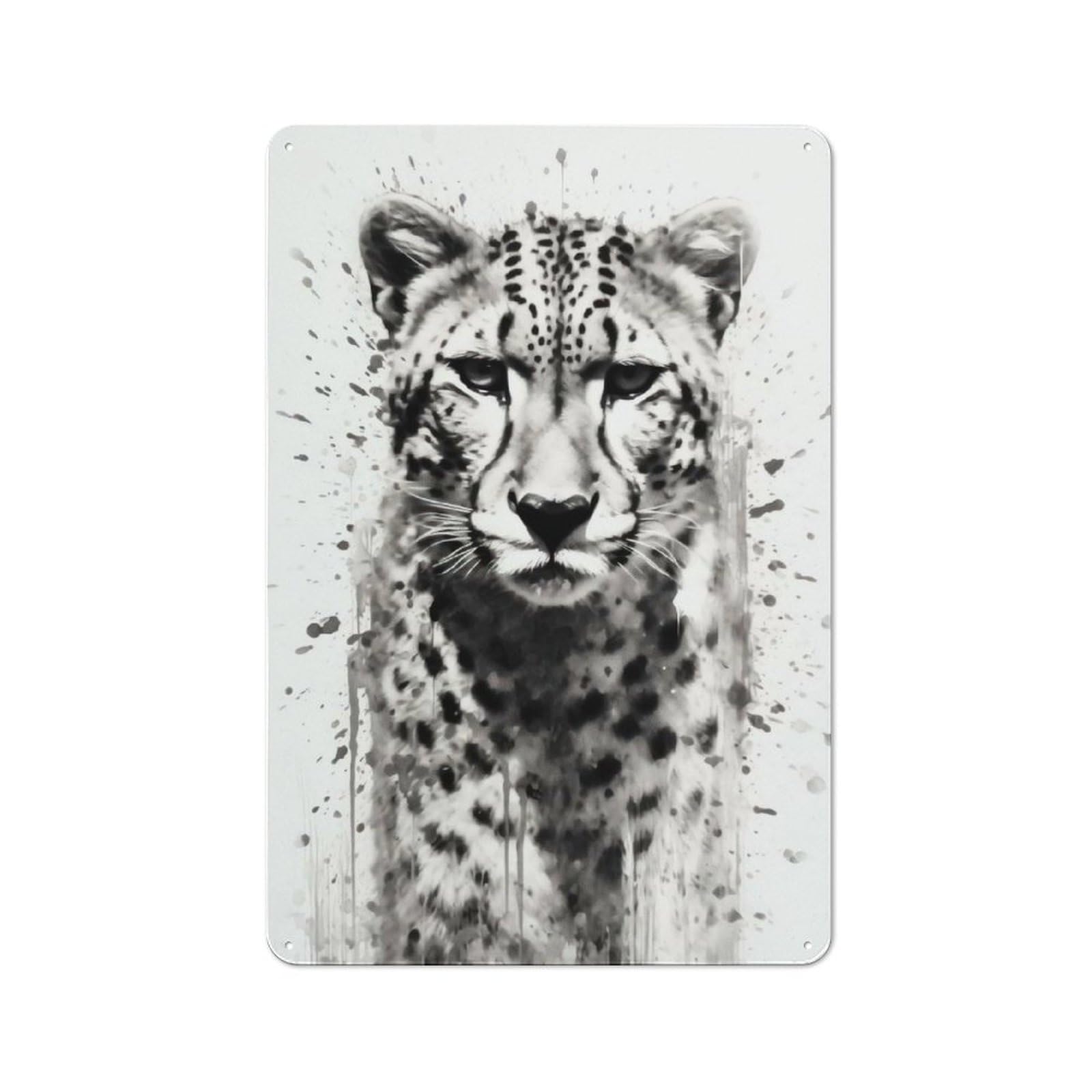 Junmoney Cheetah Jungle Elegance Retro Metal Sign 30X20cm Featuring For Living Room Wall, For Vintage Wall Decor Fans, For Themed Room Decoration