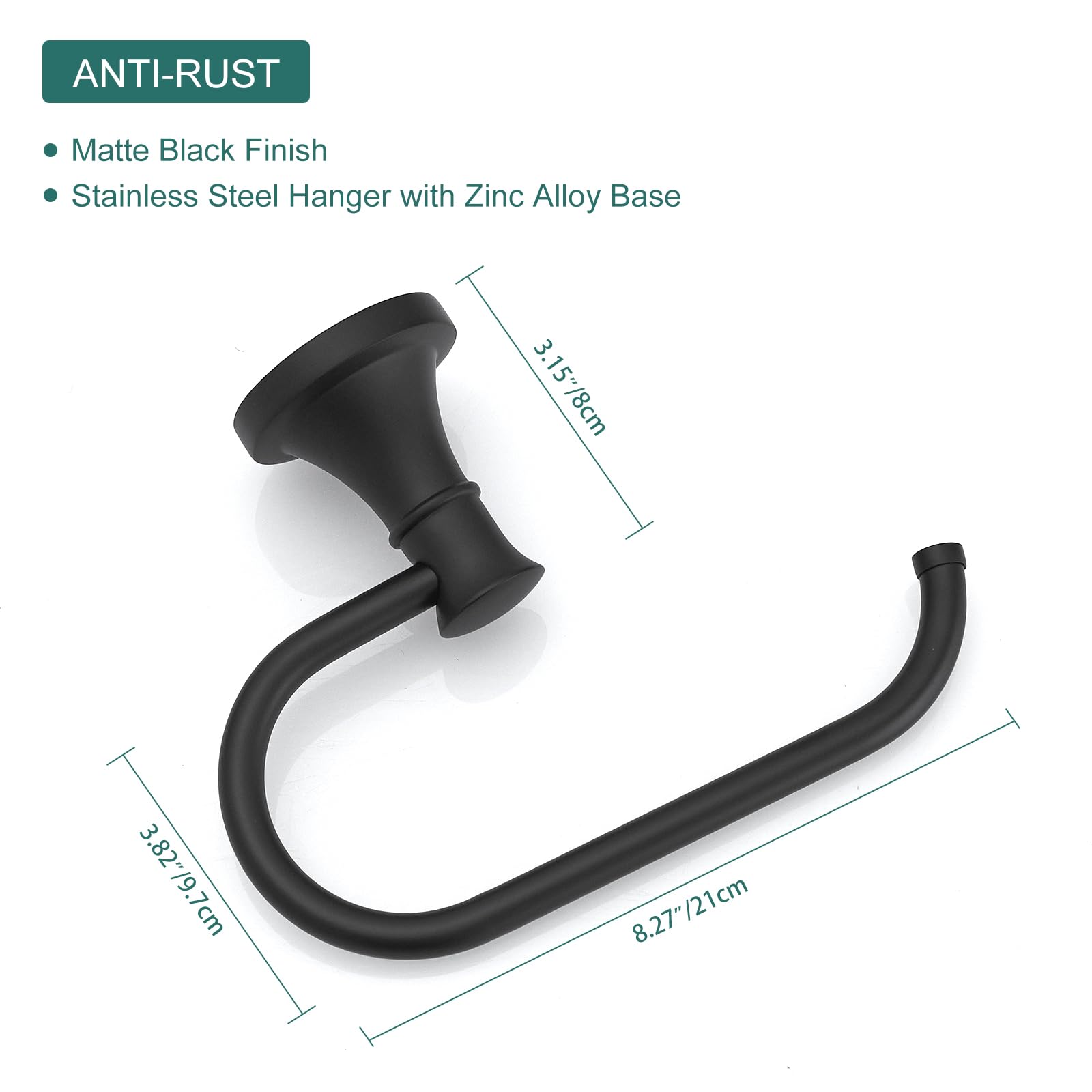 Hoimpro Toilet Paper Holder Towel Ring Set, Wall Mount Matte Black — Amazon image 5