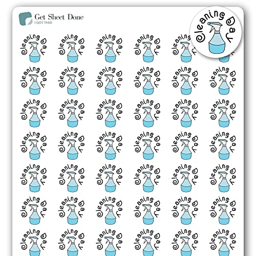 Clean Planner Stickers / 54 Fun Vinyl Stickers (1/2”) / House Chores Work Reminder/Essential Productivity Life Stickers/Bullet Bujo Journal/ToDo To Do Appointments (Matte Vinyl, 1 Sheet)