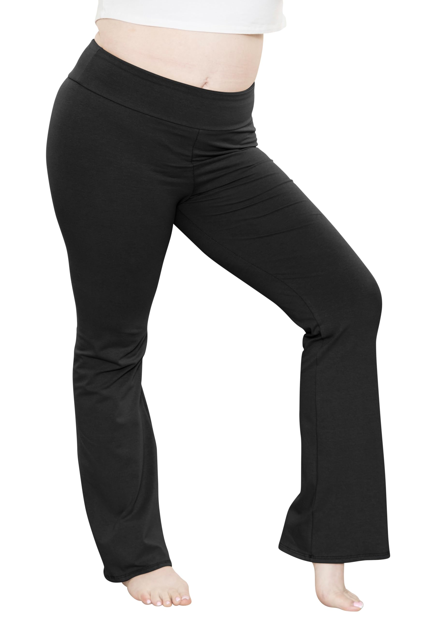 Women's PS High Waist Cotton Bootcut Yoga Pants Black 2X
